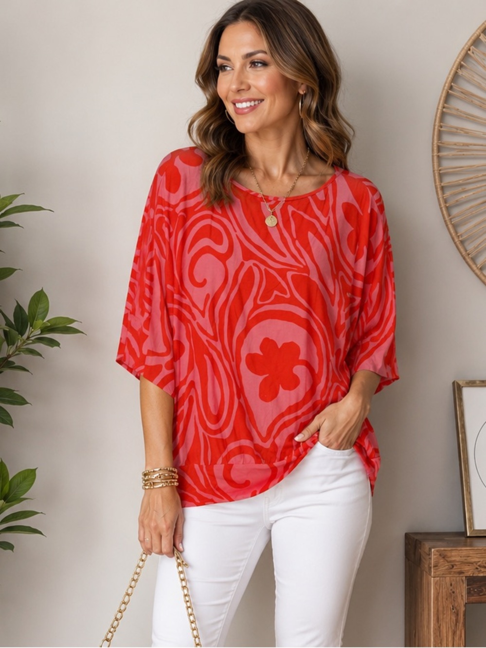 🌺 Trina Turk Print Top | Oversized Resort Style | Fits like L/XL